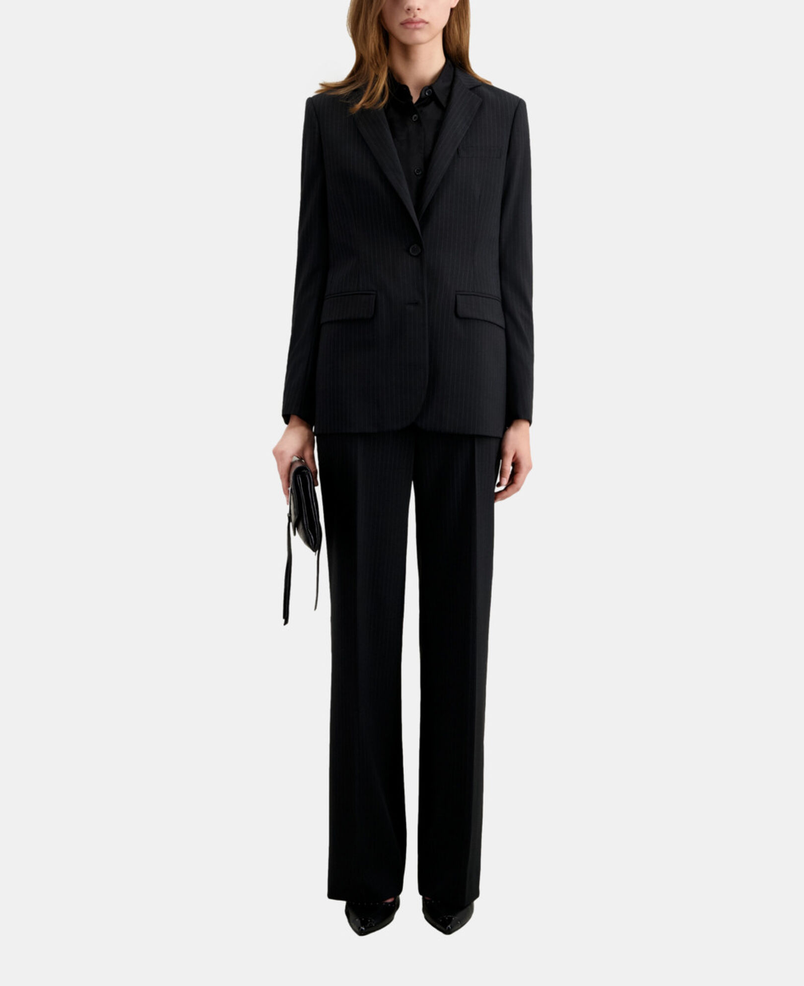 The Kooples DAMEN BLACK WHITE schwarze anzugjacke aus gestreifter wolle