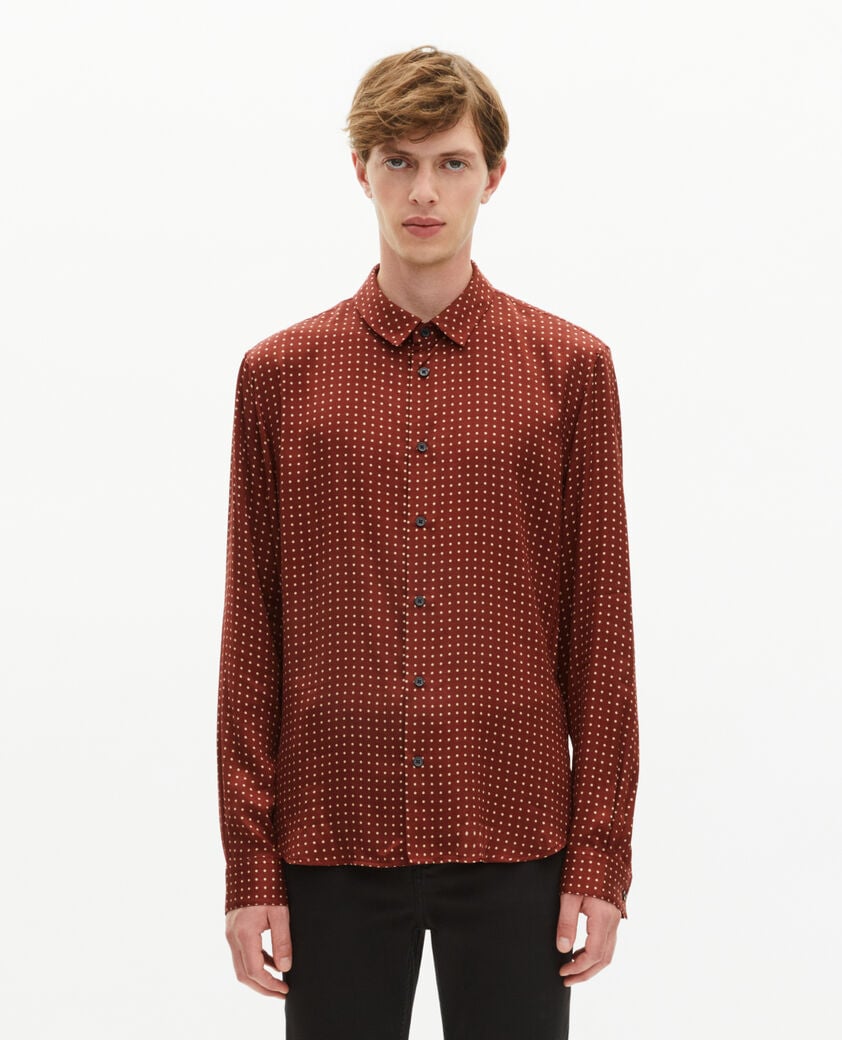 The Kooples HOMME RED BERRY / LIGHT BEIGE chemise à pois bordeaux