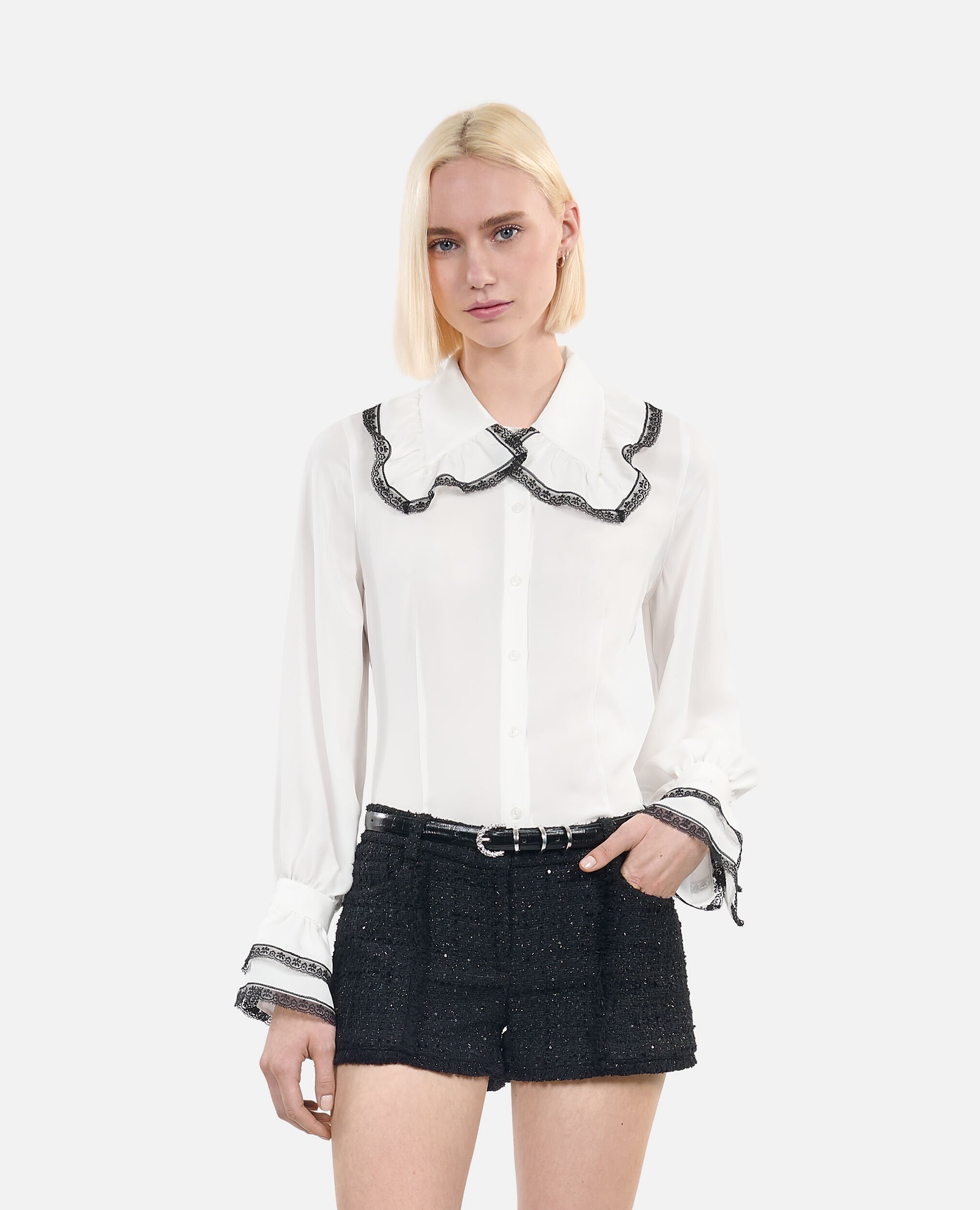 Thin black crocodile-effect leather belt, BLACK, hi-res image number null