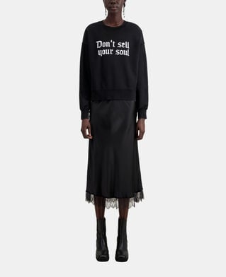 The Kooples WOMEN BLACK black sweatshirt with don't sell your soul serigraphy
