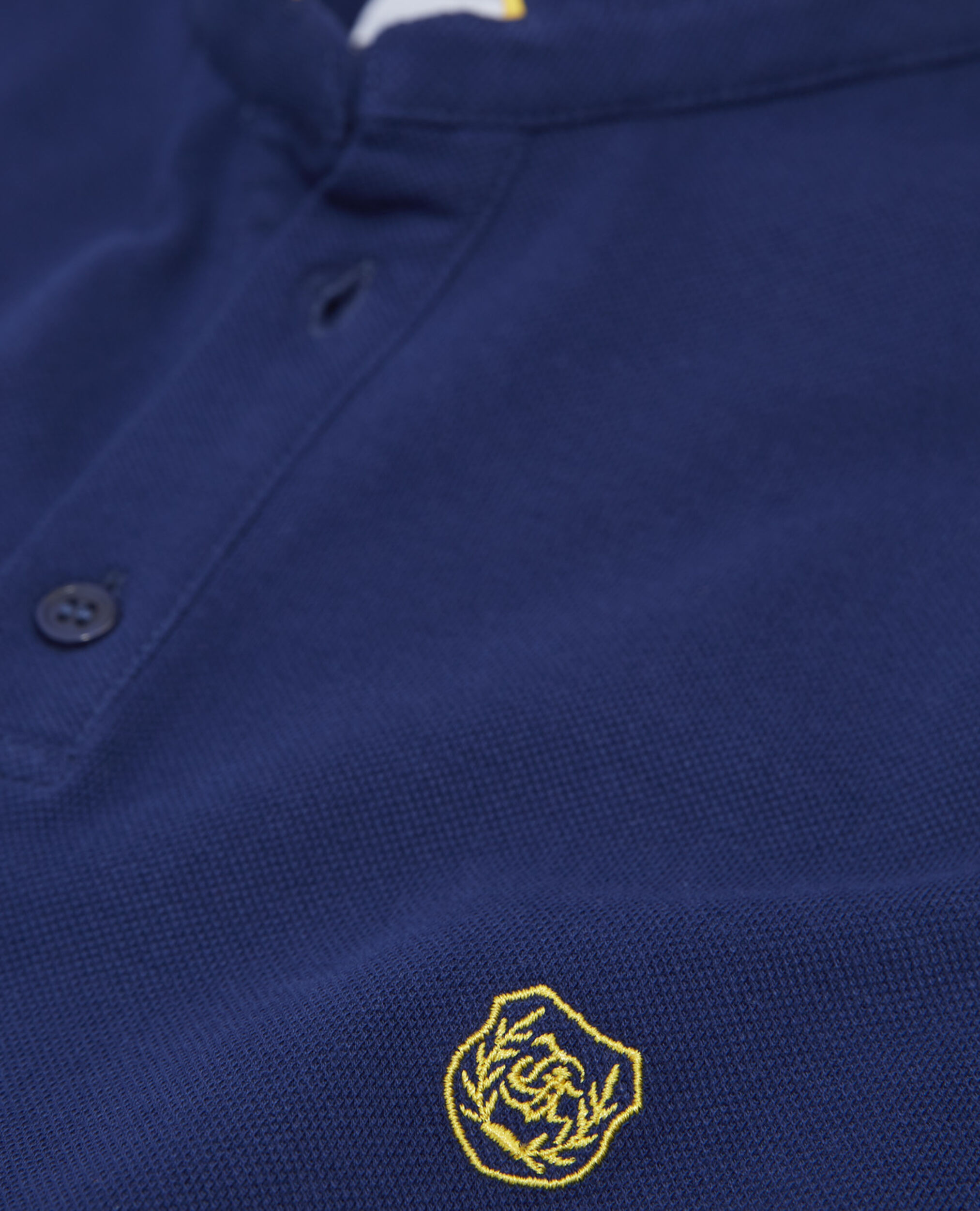 Navy blue jersey polo with yellow details, OFFICER NVY/DANDELION YLW, hi-res image number null