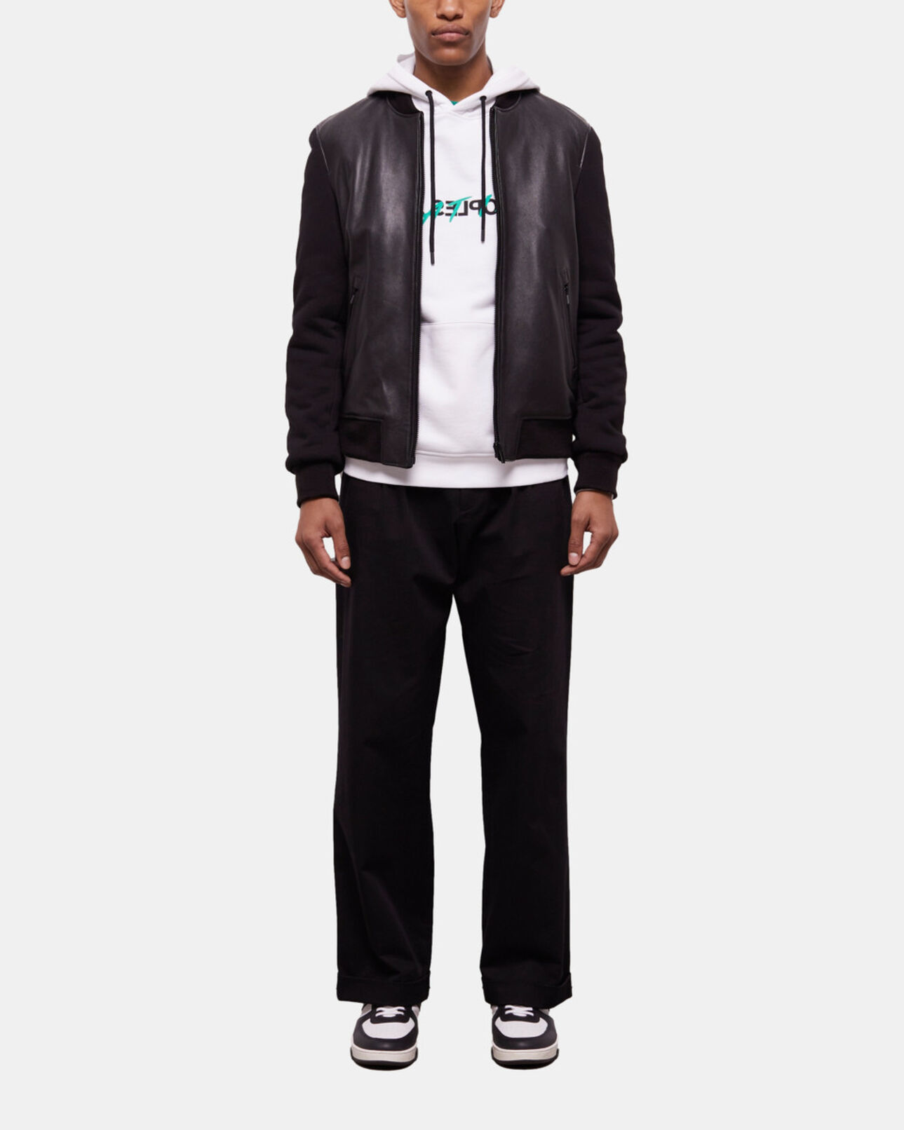 The Kooples MEN BLACK black leather jacket