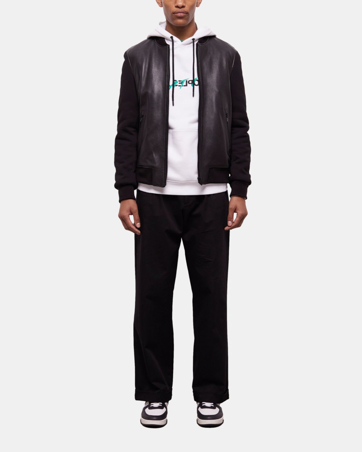Black leather jacket, BLACK, hi-res image number null