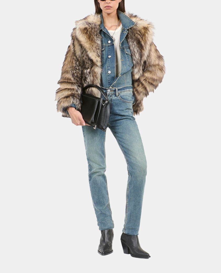The Kooples F DARK BEIGE beige fur-effect coat