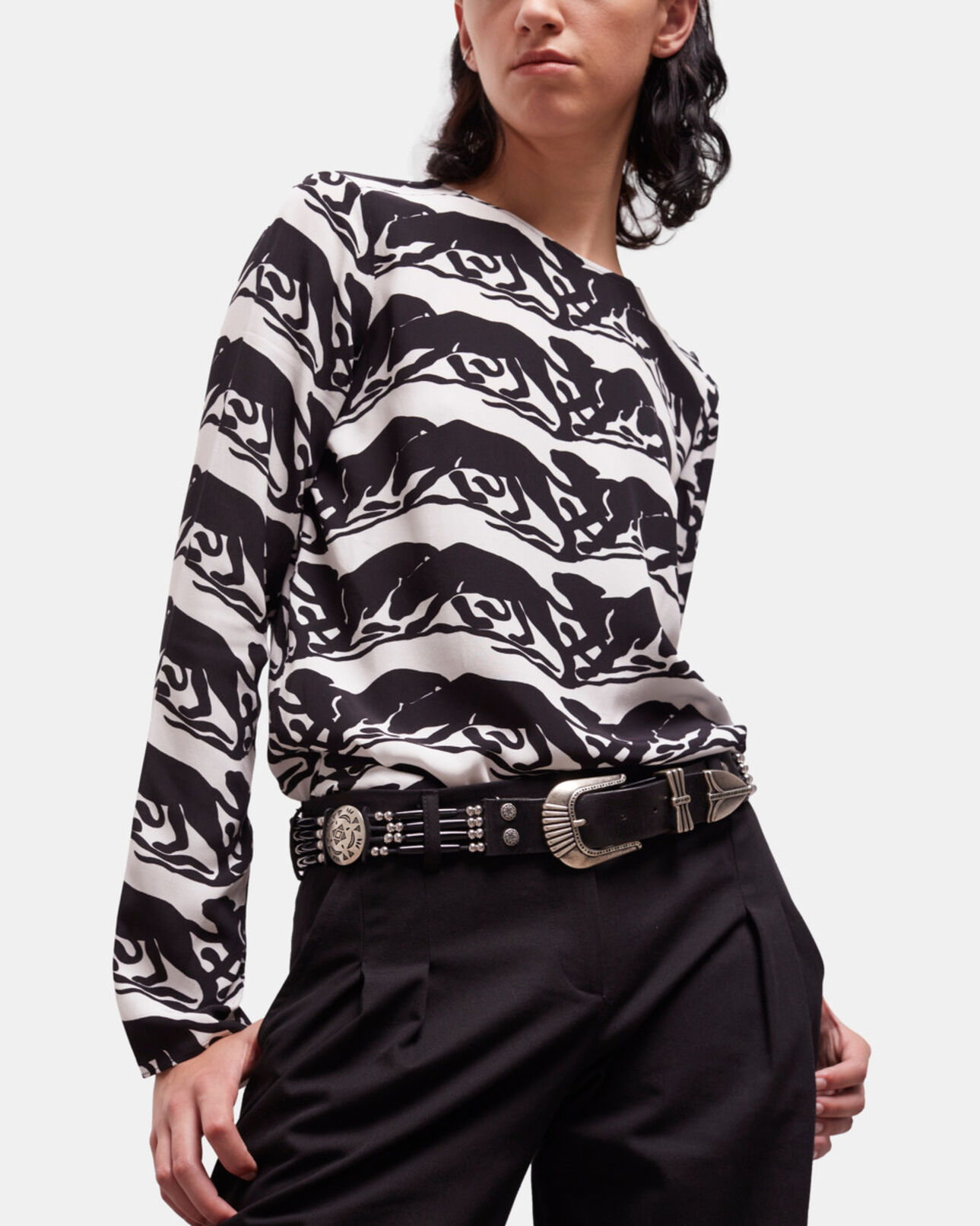 The Kooples FEMME BLACK ceinture large en cuir noire