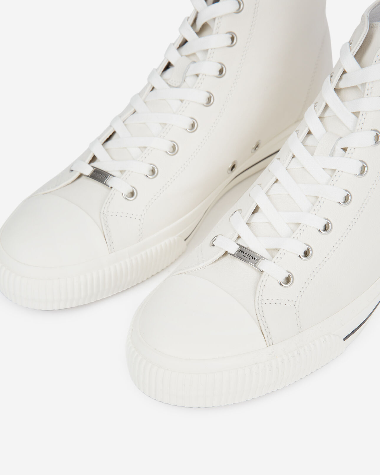The Kooples HOMME WHITE baskets montantes blanches cuir lisse