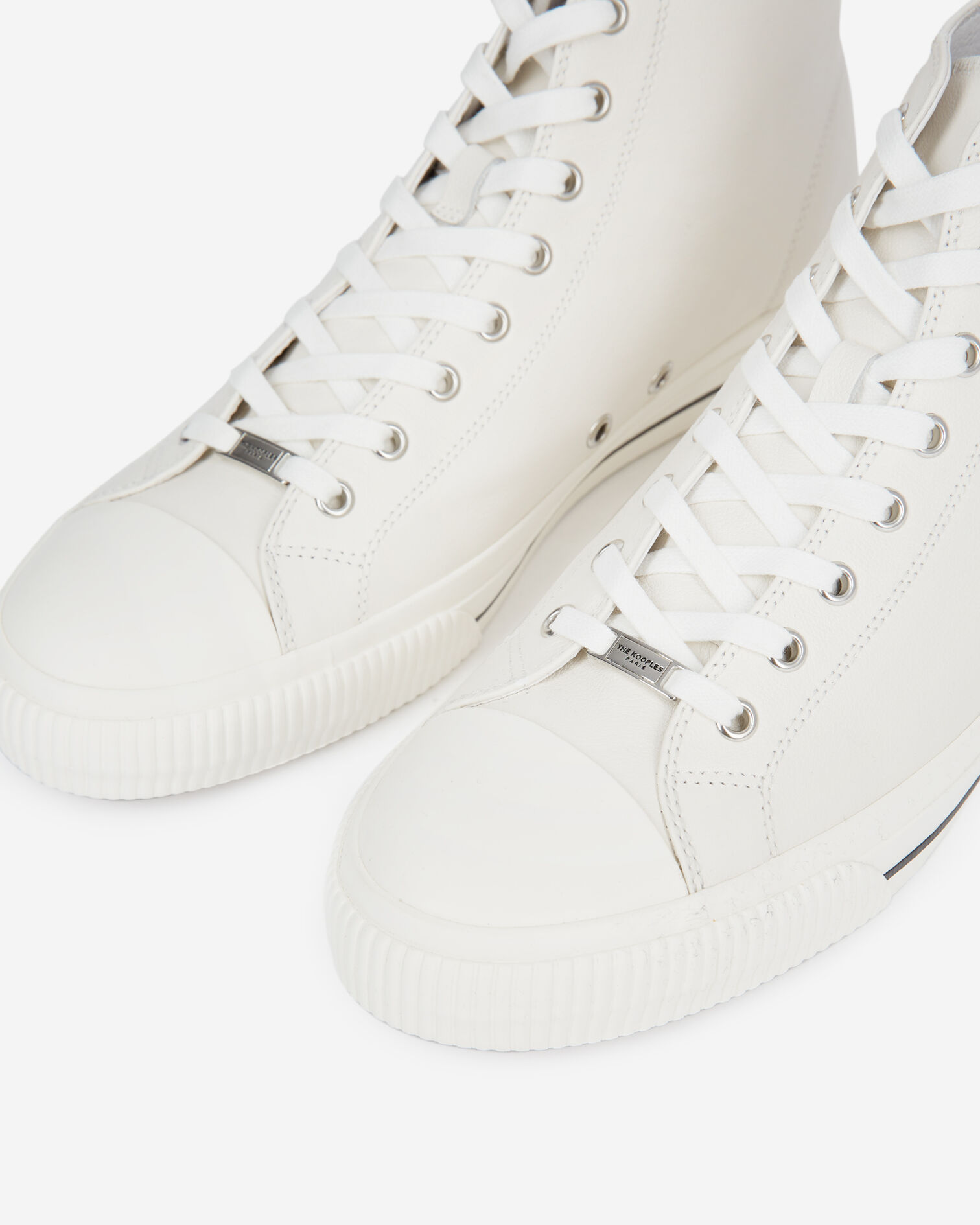 Baskets montantes blanches cuir lisse, WHITE, hi-res image number null