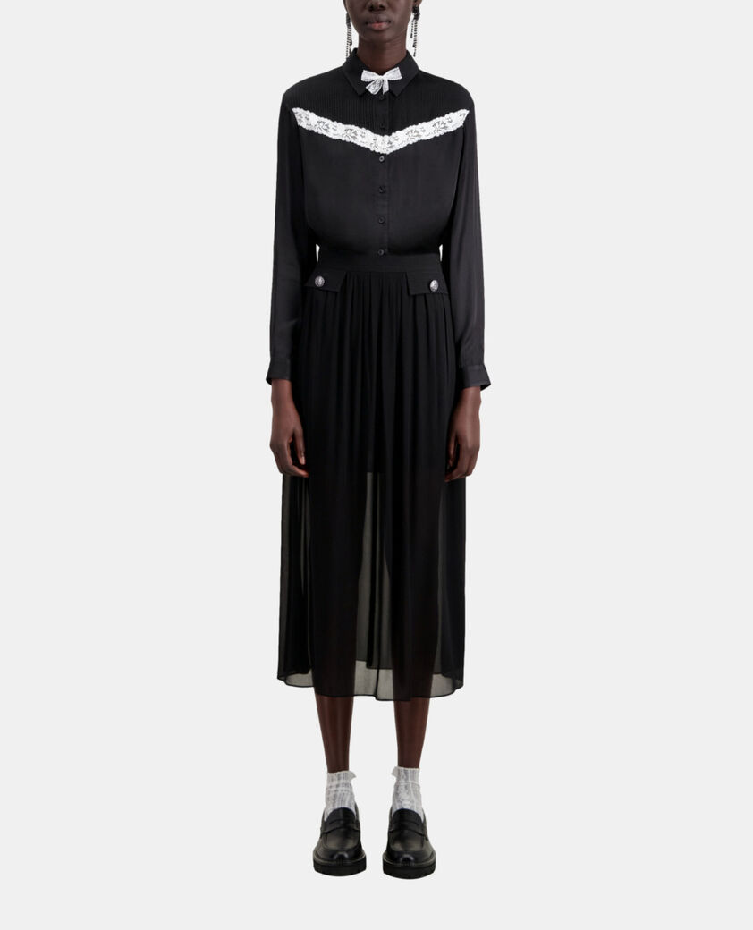 The Kooples FEMME BLACK jupe longue noire avec poches