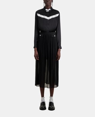 The Kooples DAMEN BLACK langer, schwarz rock mit taschen