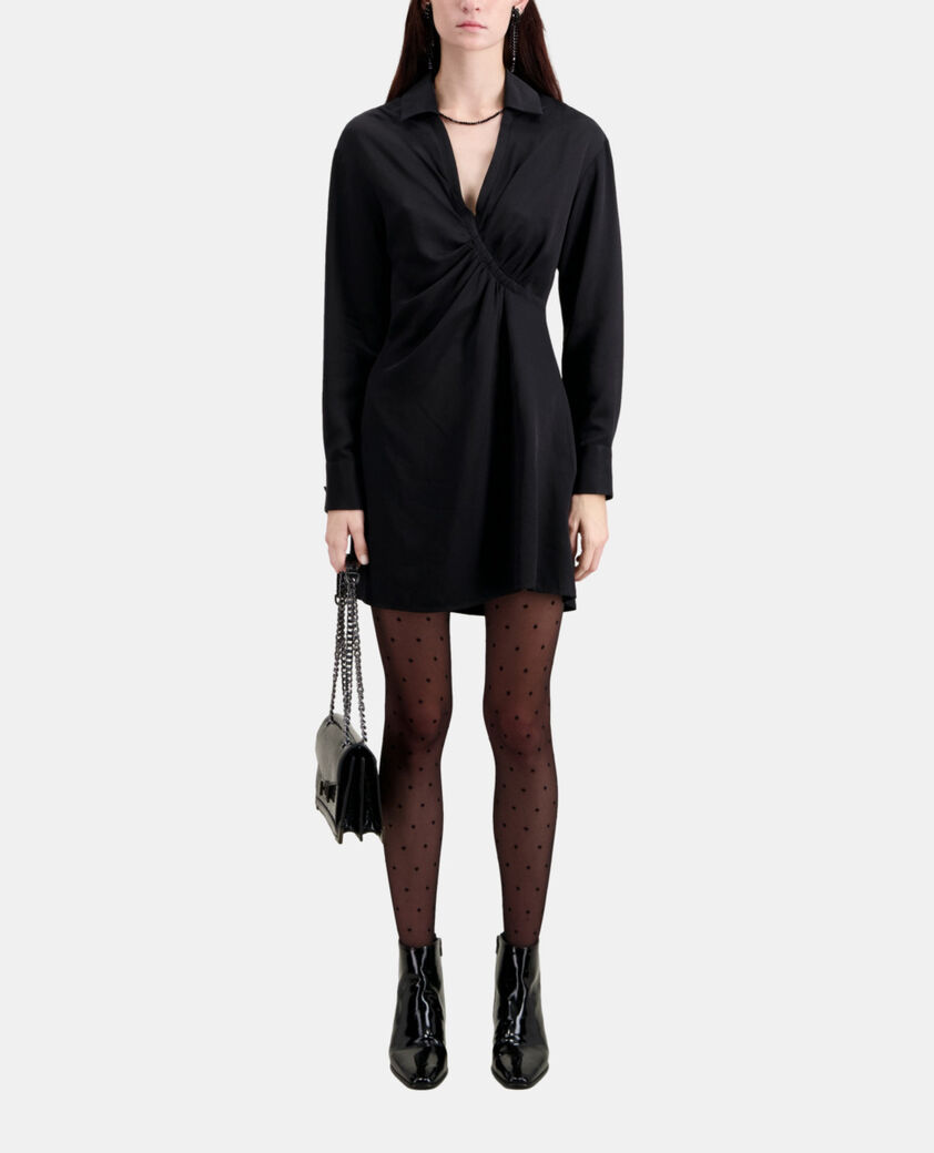 The Kooples DAMEN BLACK schwarzes kurzes kleid mit drapierung