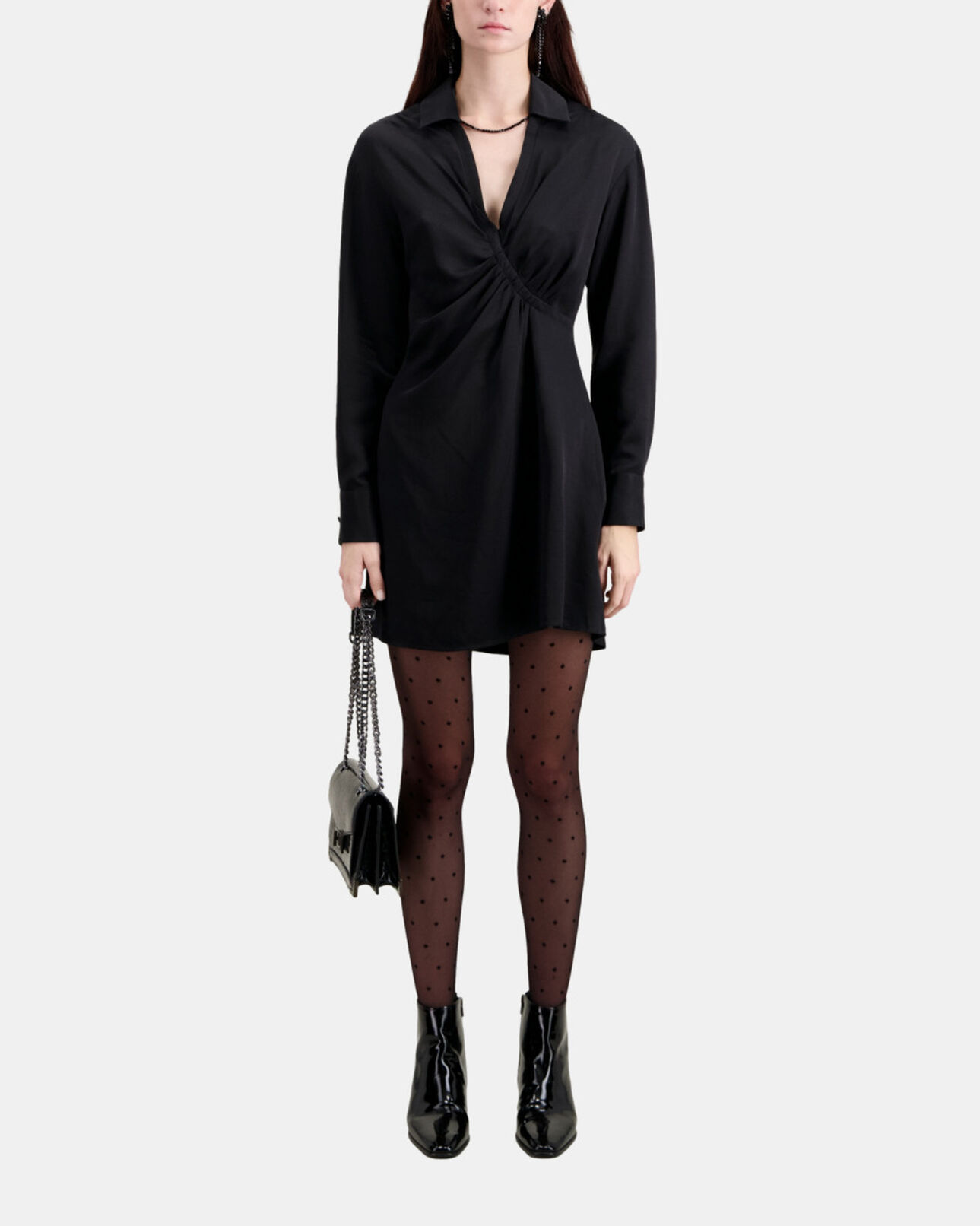 The Kooples WOMEN BLACK short black dress with draping