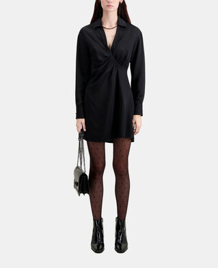 The Kooples DAMEN BLACK schwarzes kurzes kleid mit drapierung