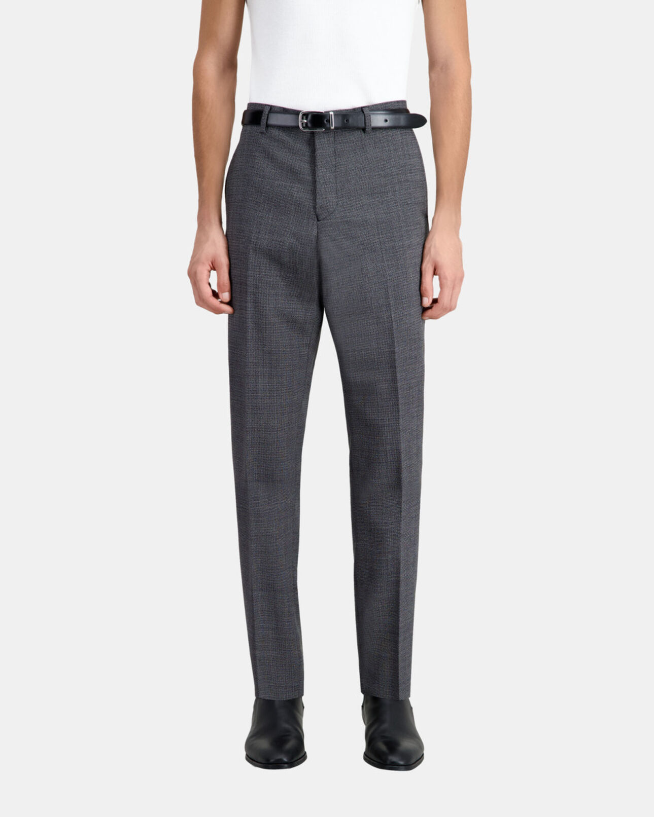 The Kooples HOMBRE BLACK-ECRU pantalón traje negro lana micromotivos