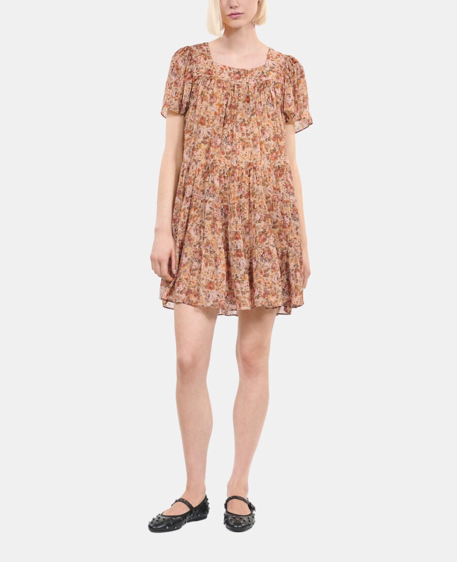 The Kooples MUJER CAMEL / BROWN vestido corto estampado floral