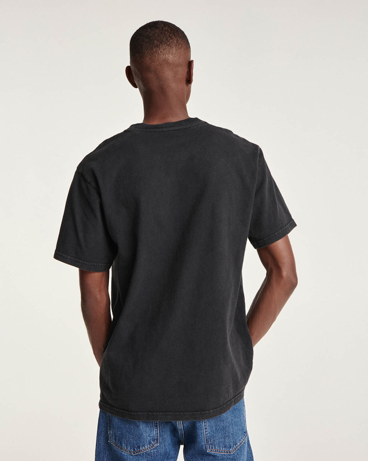 The Kooples MEN BLACK WASHED gray cotton t-shirt printed mountain logo