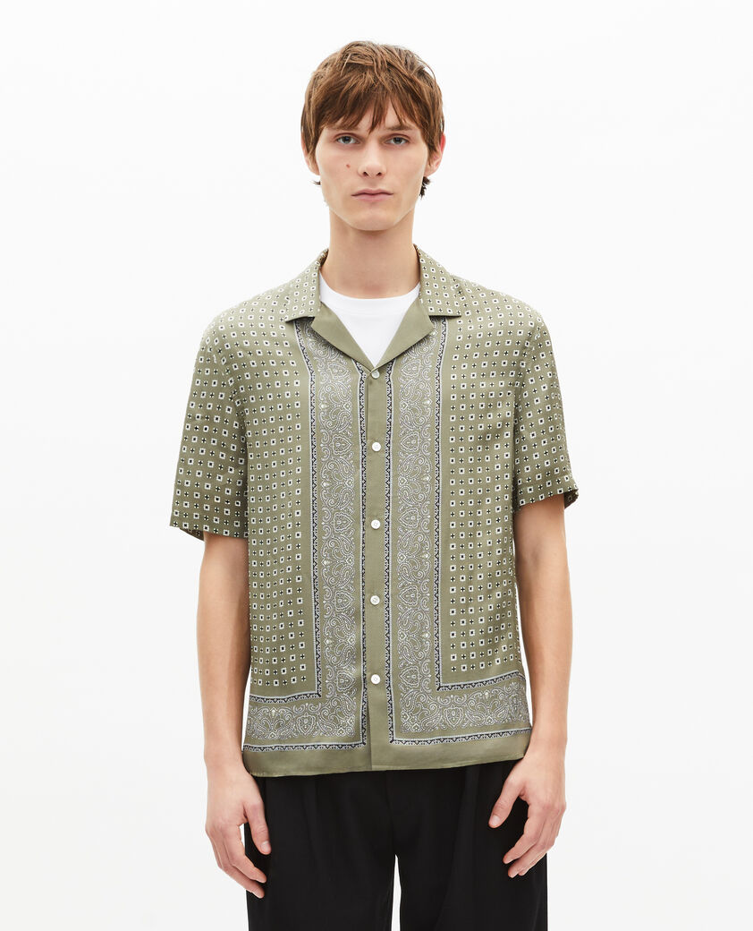 The Kooples MEN FORET khaki bandana print short-sleeve shirt
