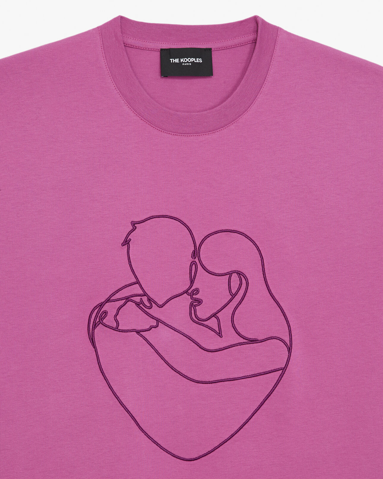 The Kooples HOMME PURPLE t-shirt rose coton brodé ton sur ton