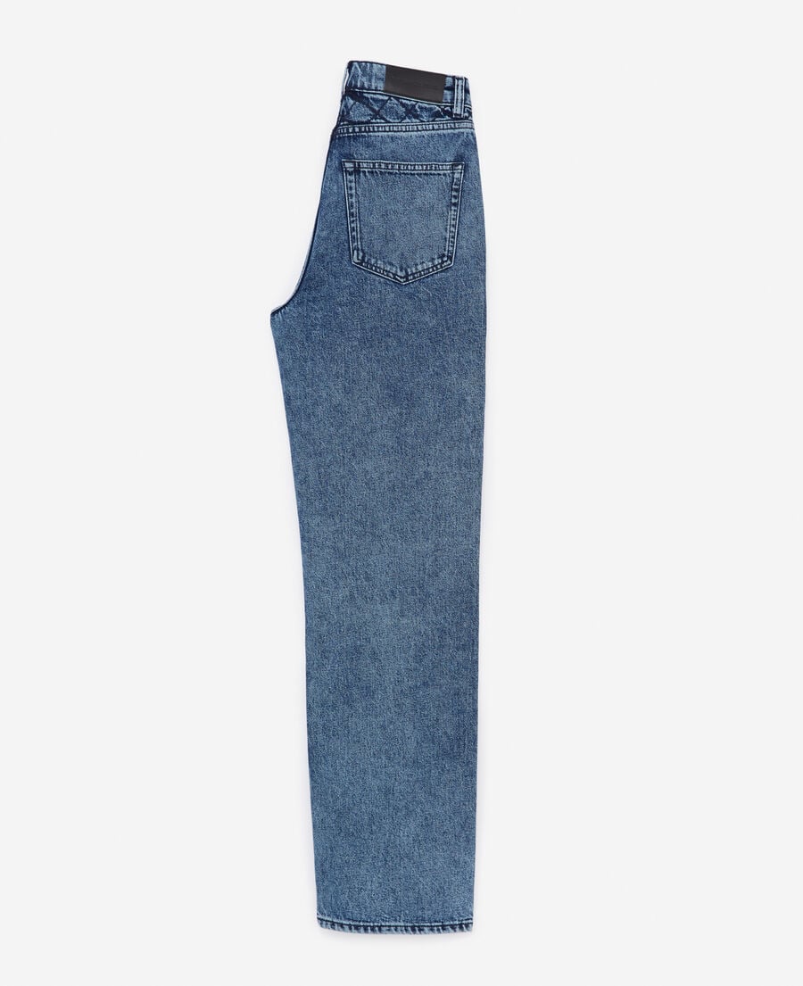 The Kooples WOMEN BLUE DENIM naomy wide-leg blue jeans with padded detail