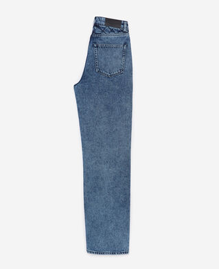 The Kooples WOMEN BLUE DENIM naomy wide-leg blue jeans with padded detail