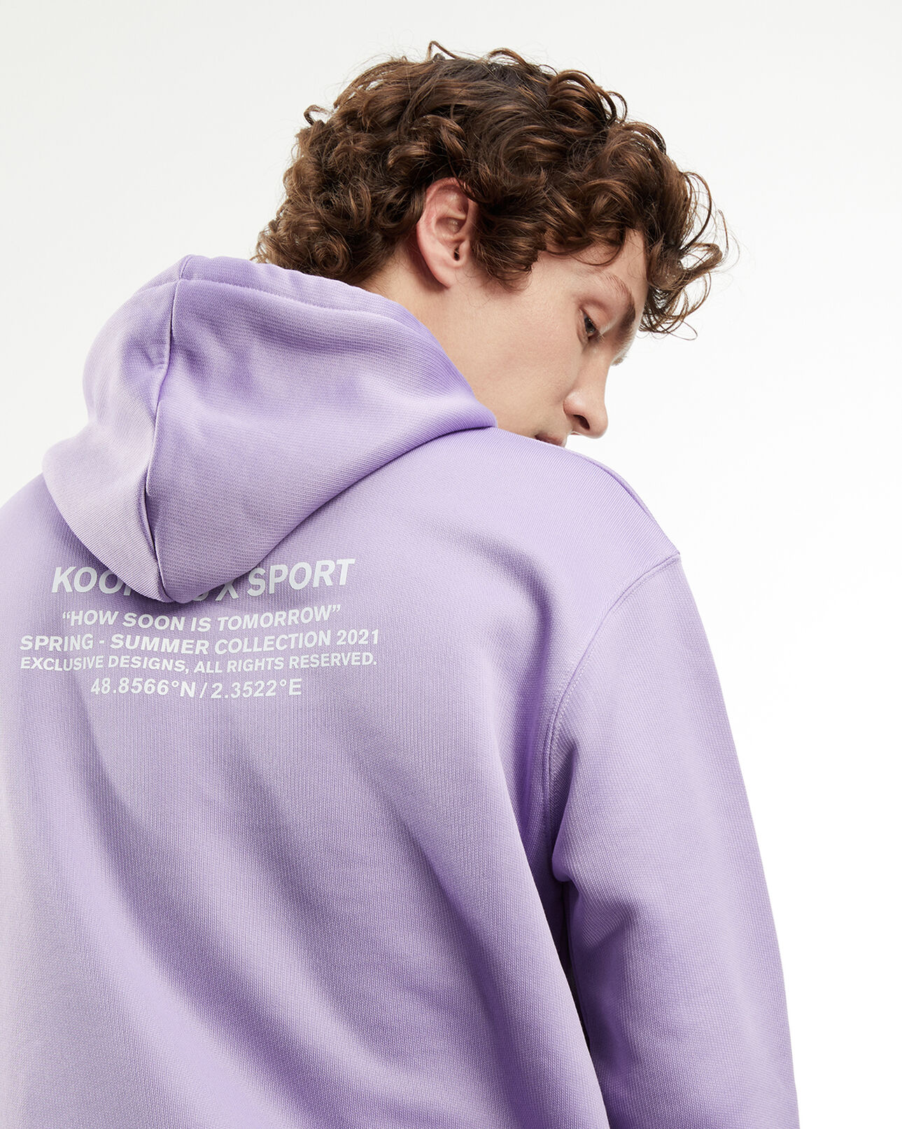 The Kooples MEN PURPLE purple sweatshirt with printed hood 
