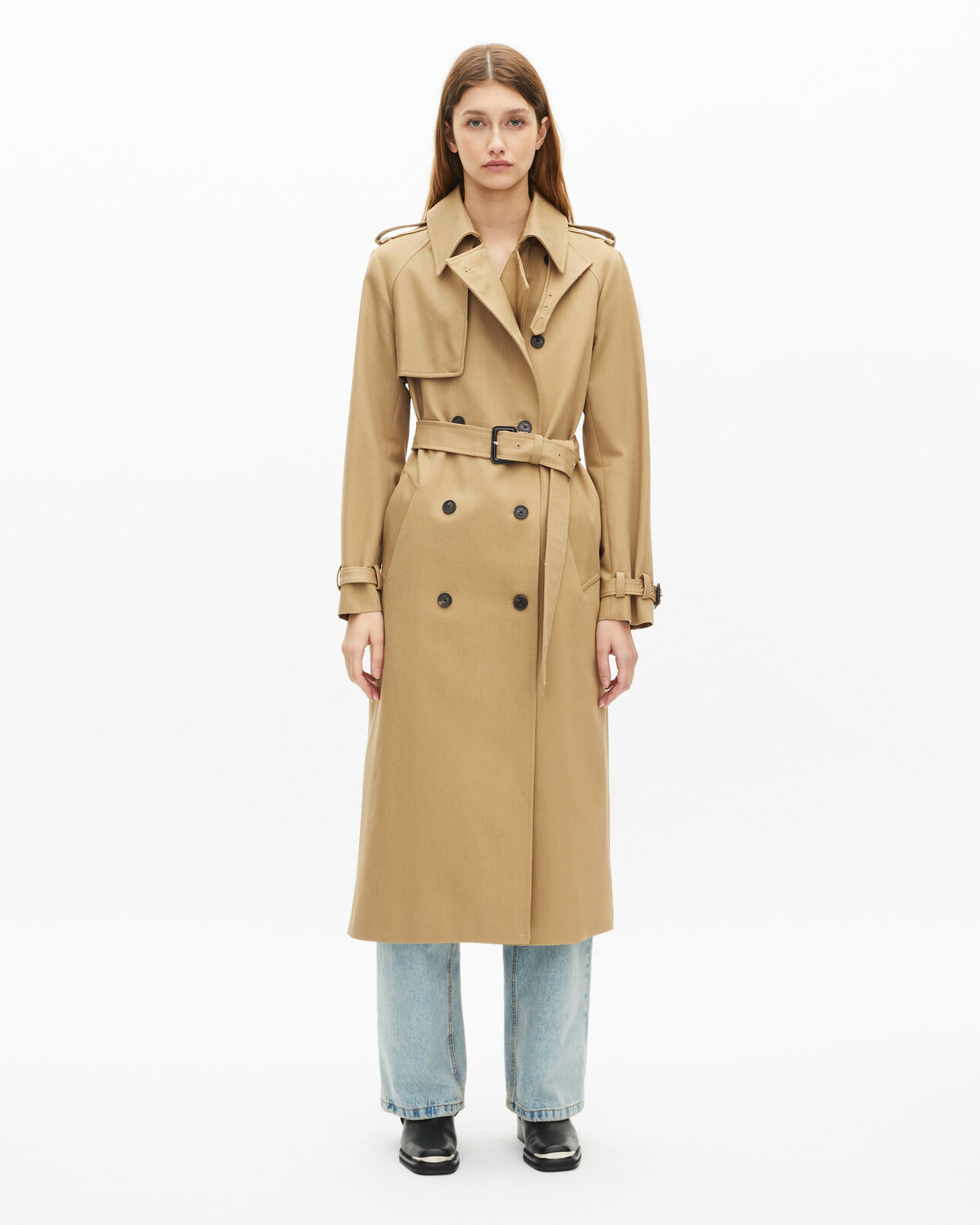 The Kooples FEMME BEIGE trench long en coton beige