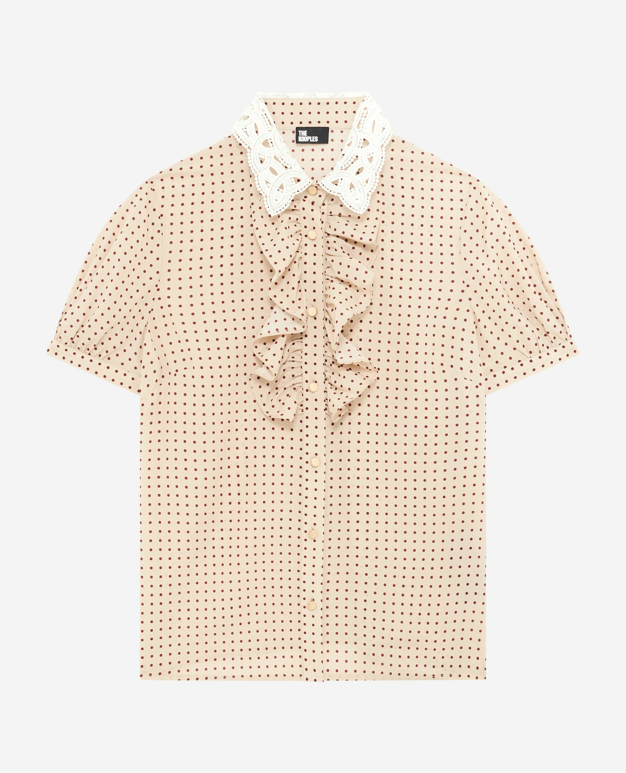 Chemise manches courtes à pois beige, BEIGE / RED, hi-res image number null