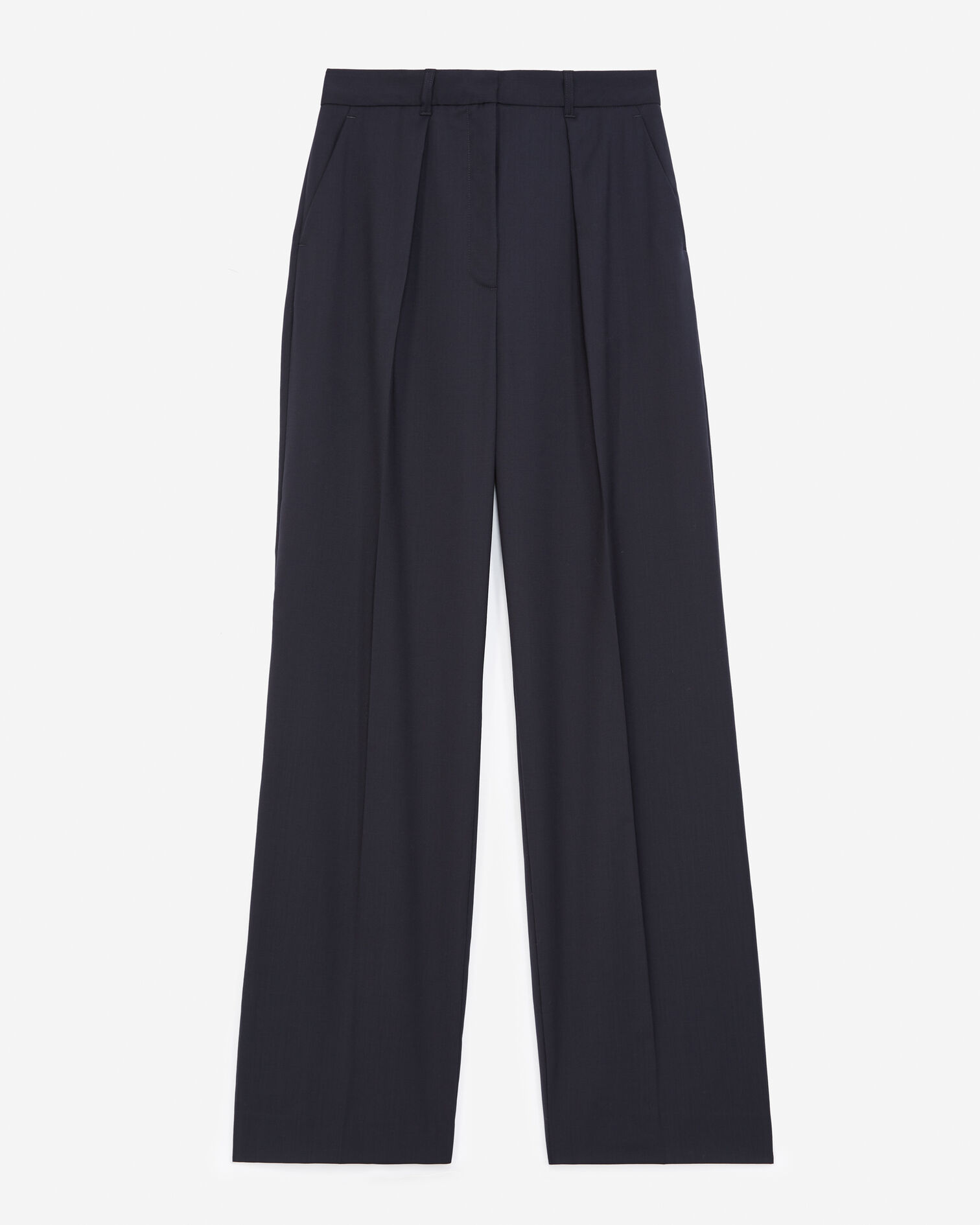 Navy blue suit pants in wool, NAVY, hi-res image number null