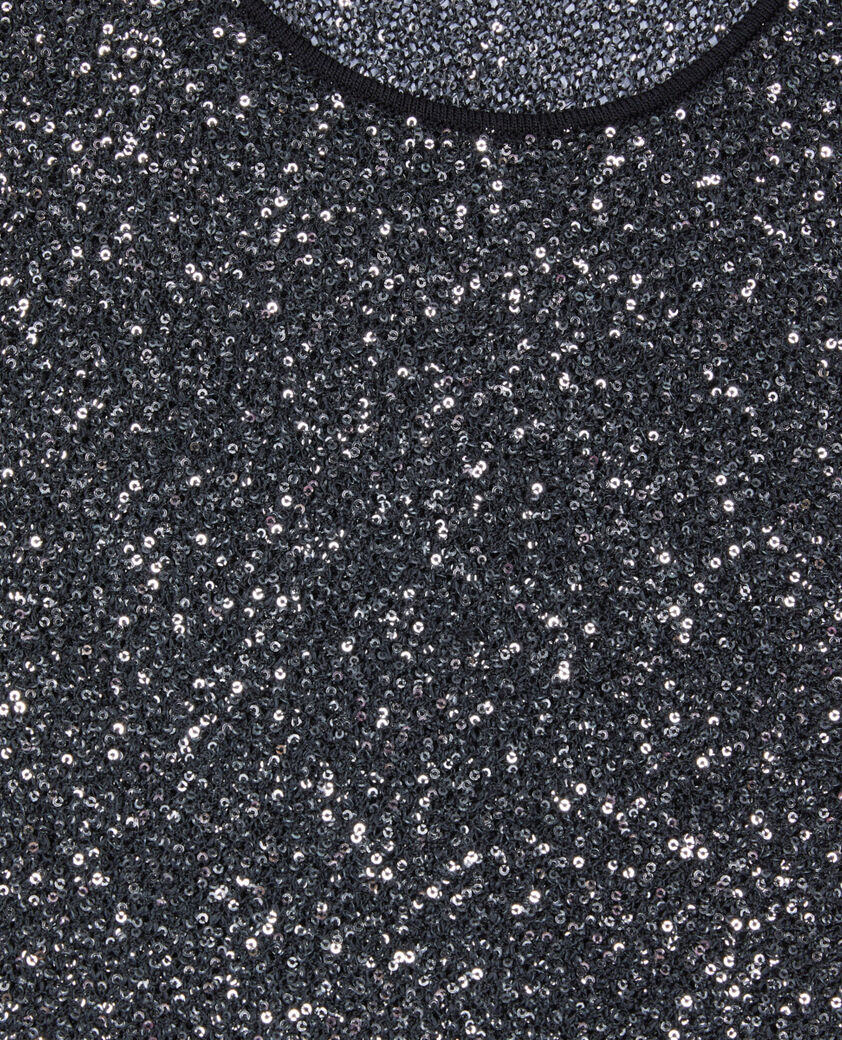 The Kooples FEMME BLACK robe courte à sequins en maille noire