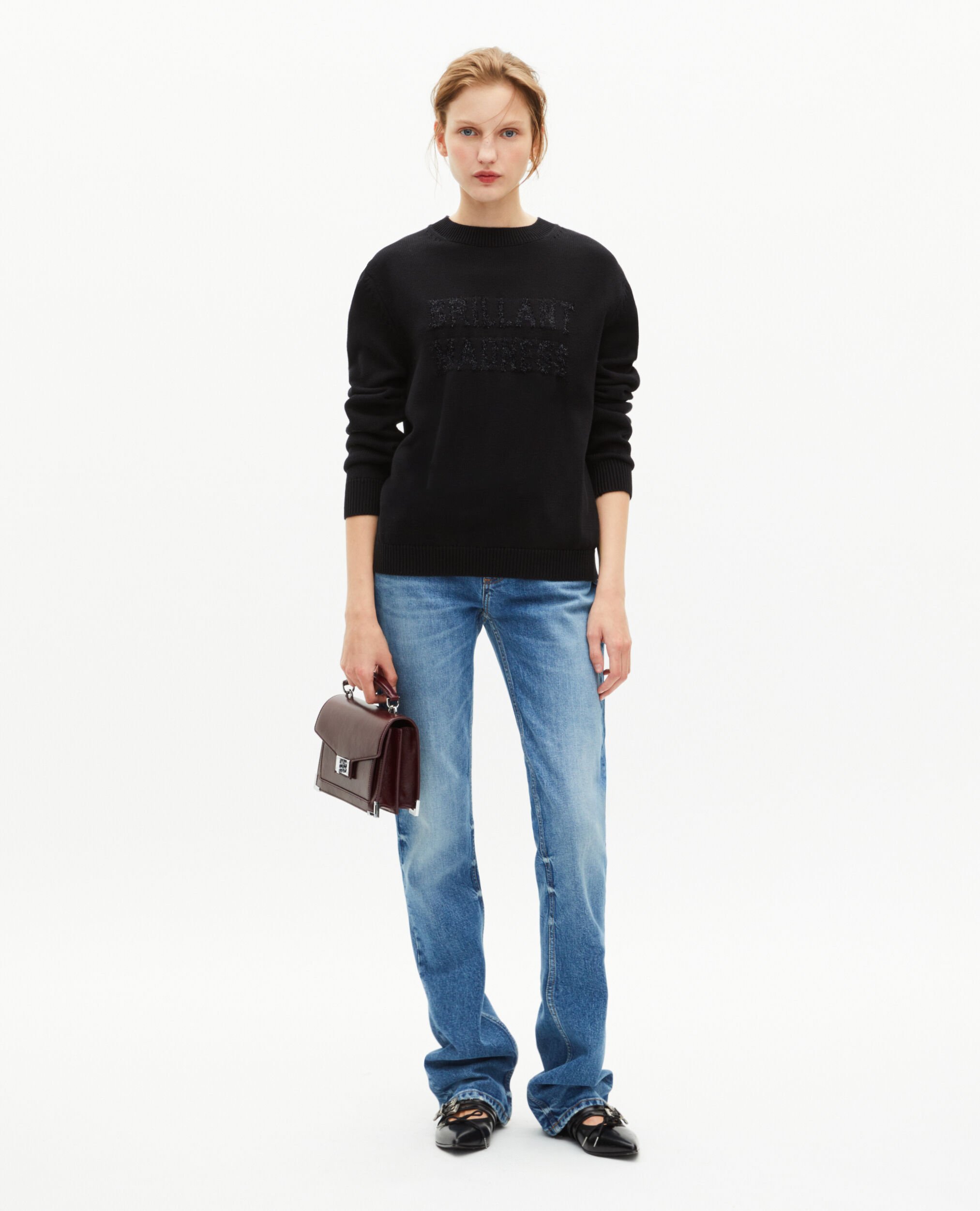 Sweater with black lurex jaquard, BLACK, hi-res image number null