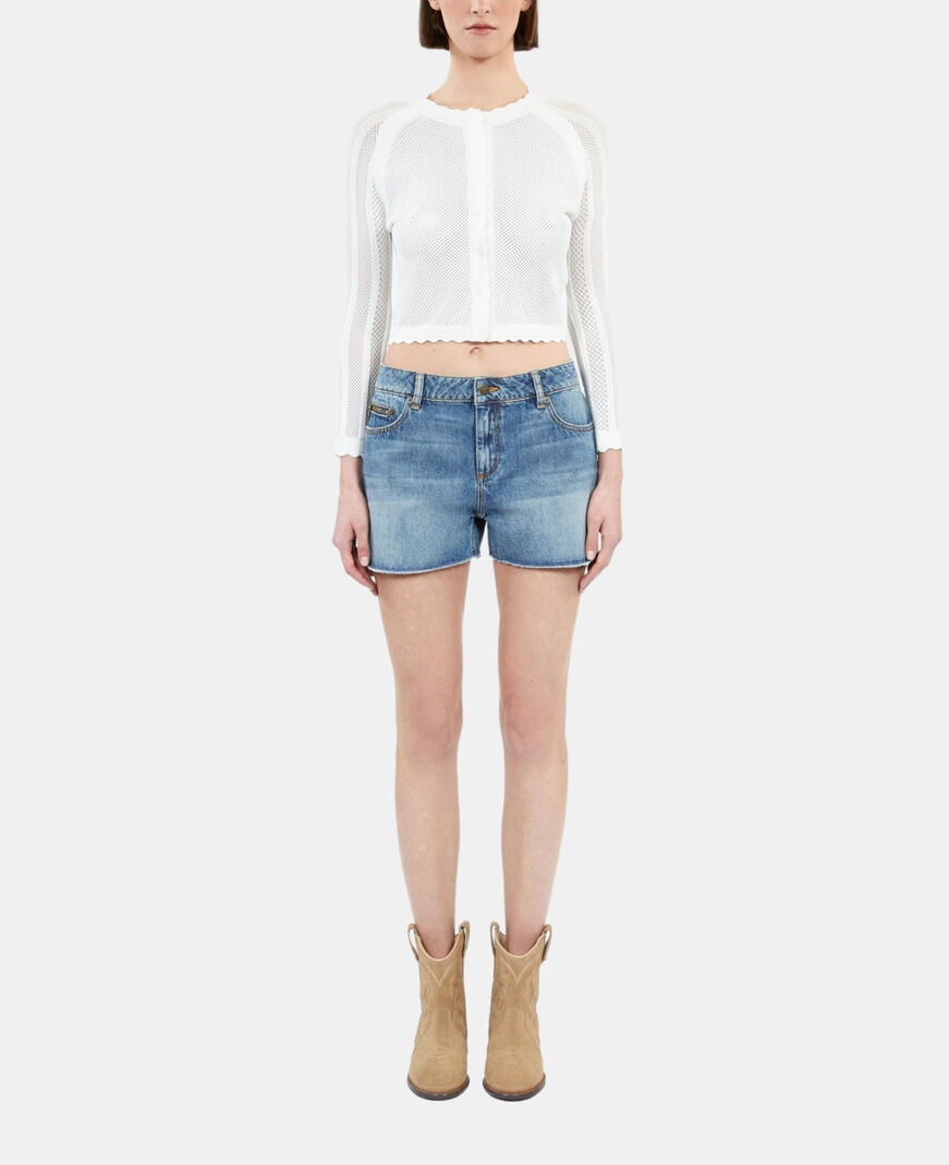 The Kooples WOMEN WHITE short white openwork knit cardigan