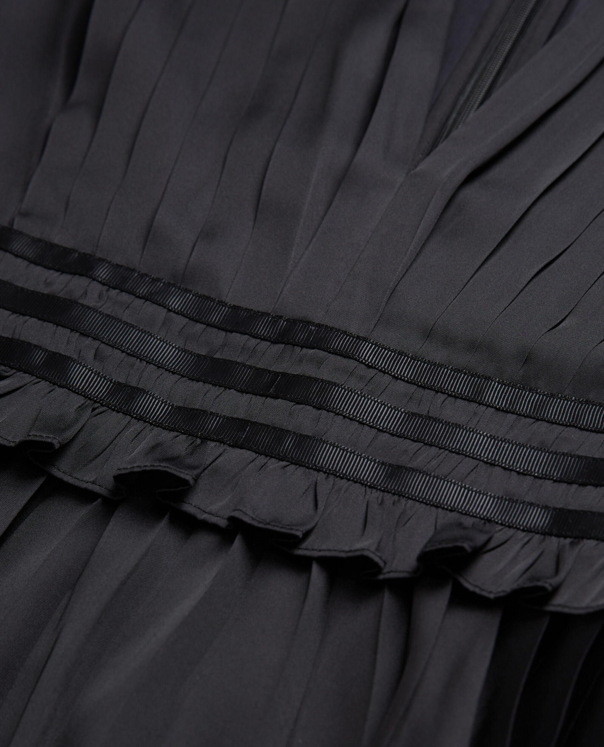 Vestido corto plisado negro, BLACK, hi-res image number null
