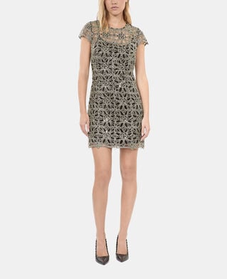 The Kooples F ANTIC GOLD short dress in golden guipure