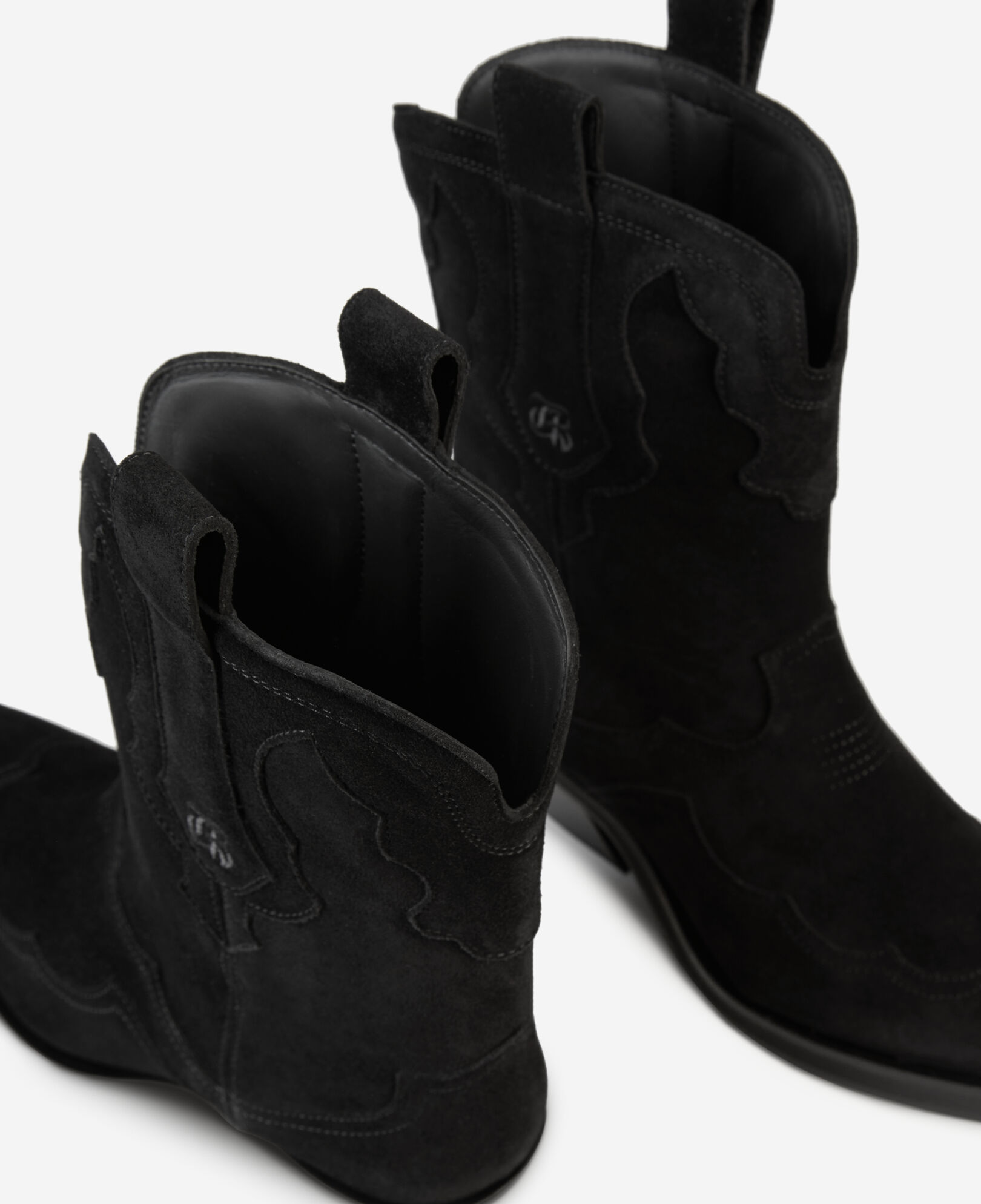 The Kooples WOMEN BLACK black suede leather western boots