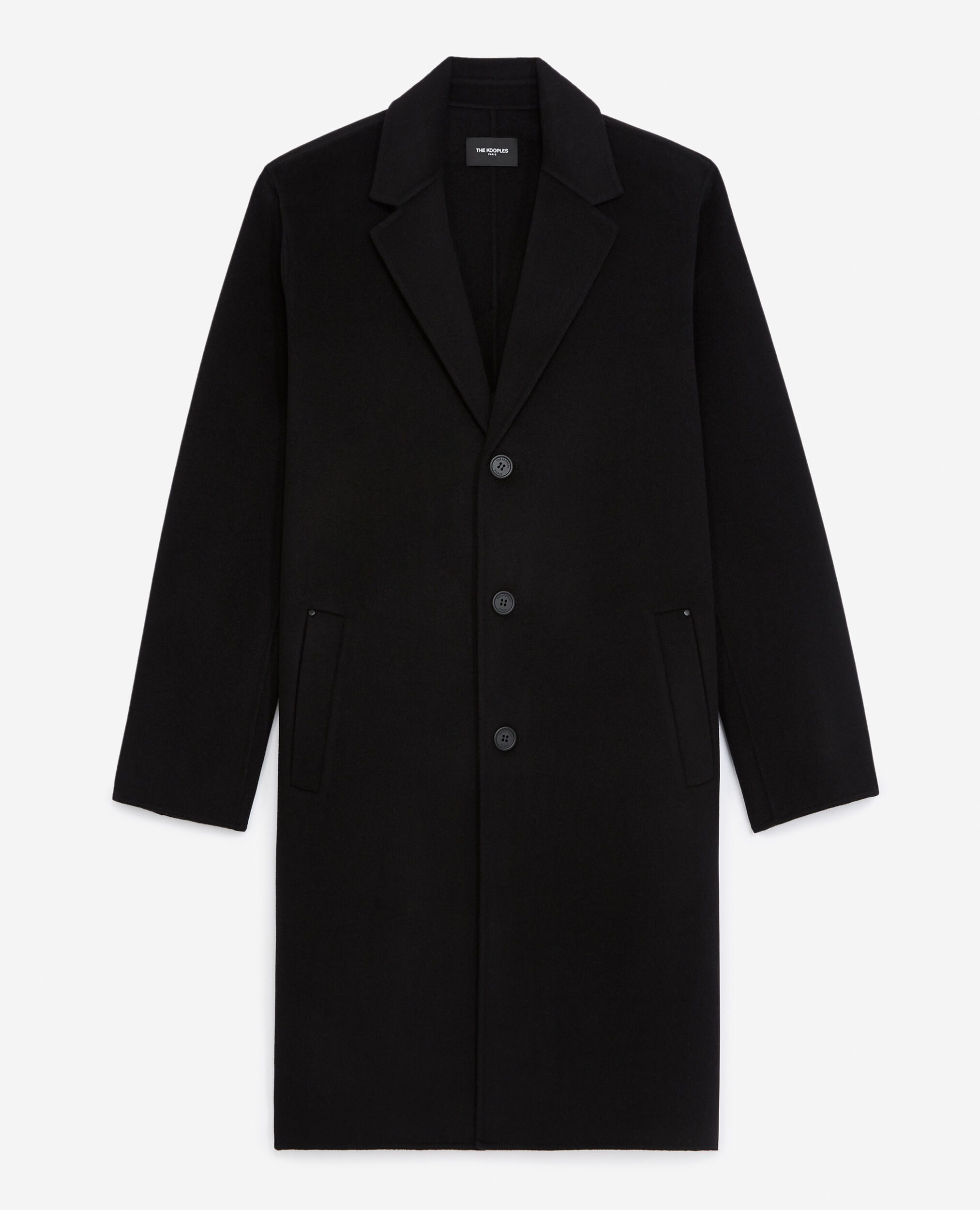 Double-faced black wool coat, BLACK, hi-res image number null