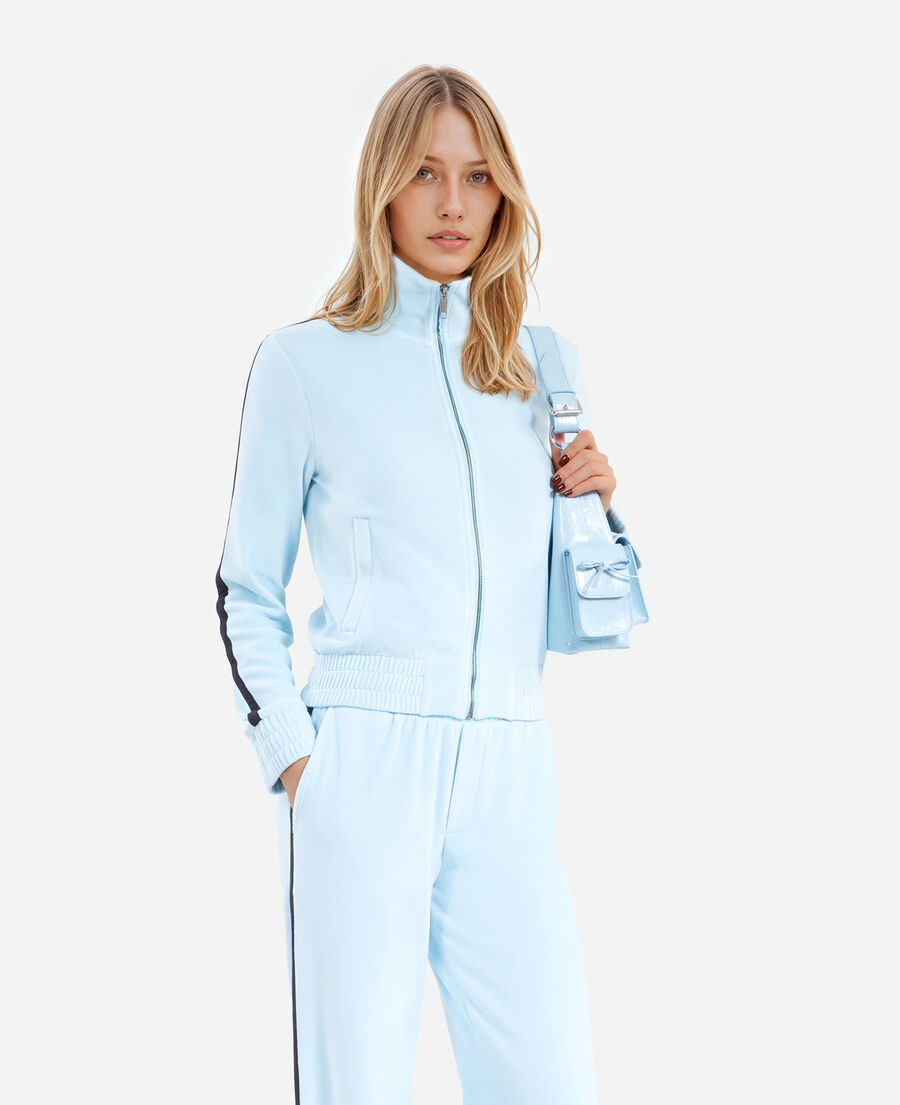 The Kooples WOMEN BABY BLUE light blue velvet sweatshirt