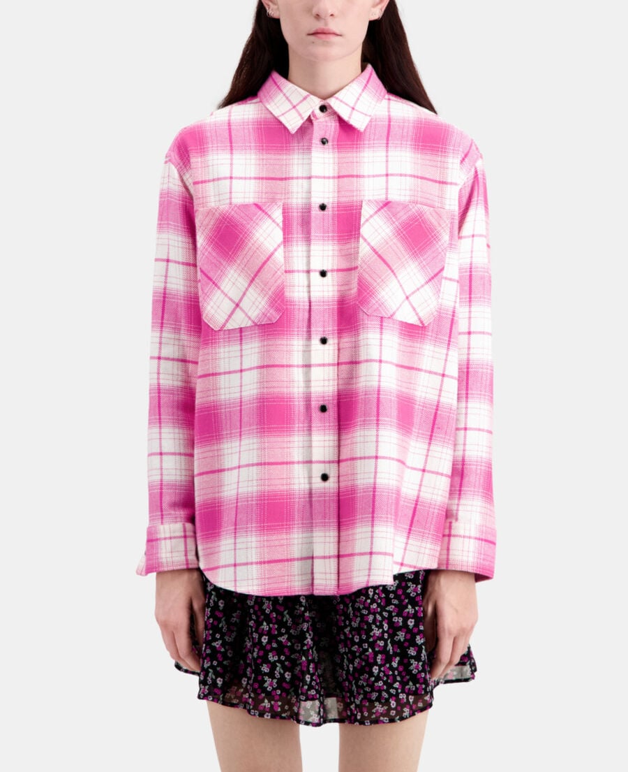 The Kooples F PINK-WHITE white and pink checkered overshirt