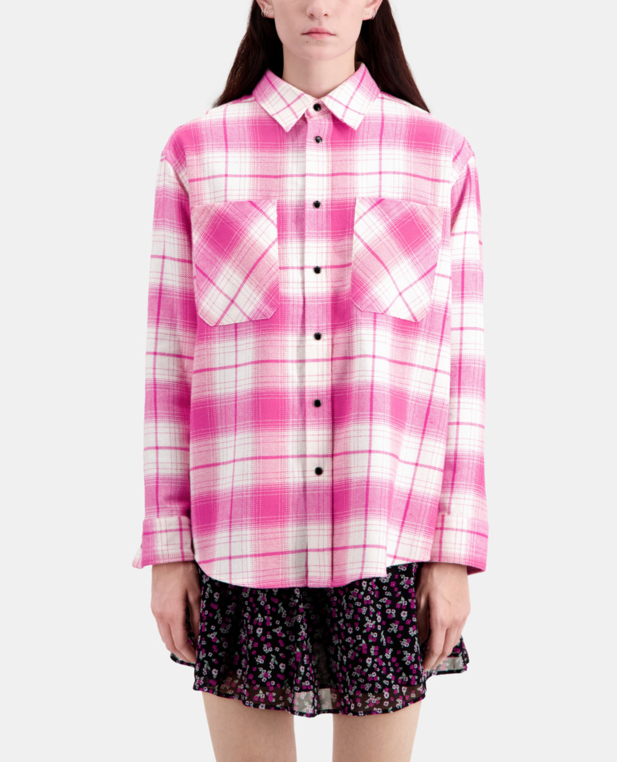 White and pink checkered overshirt, PINK-WHITE, hi-res image number null