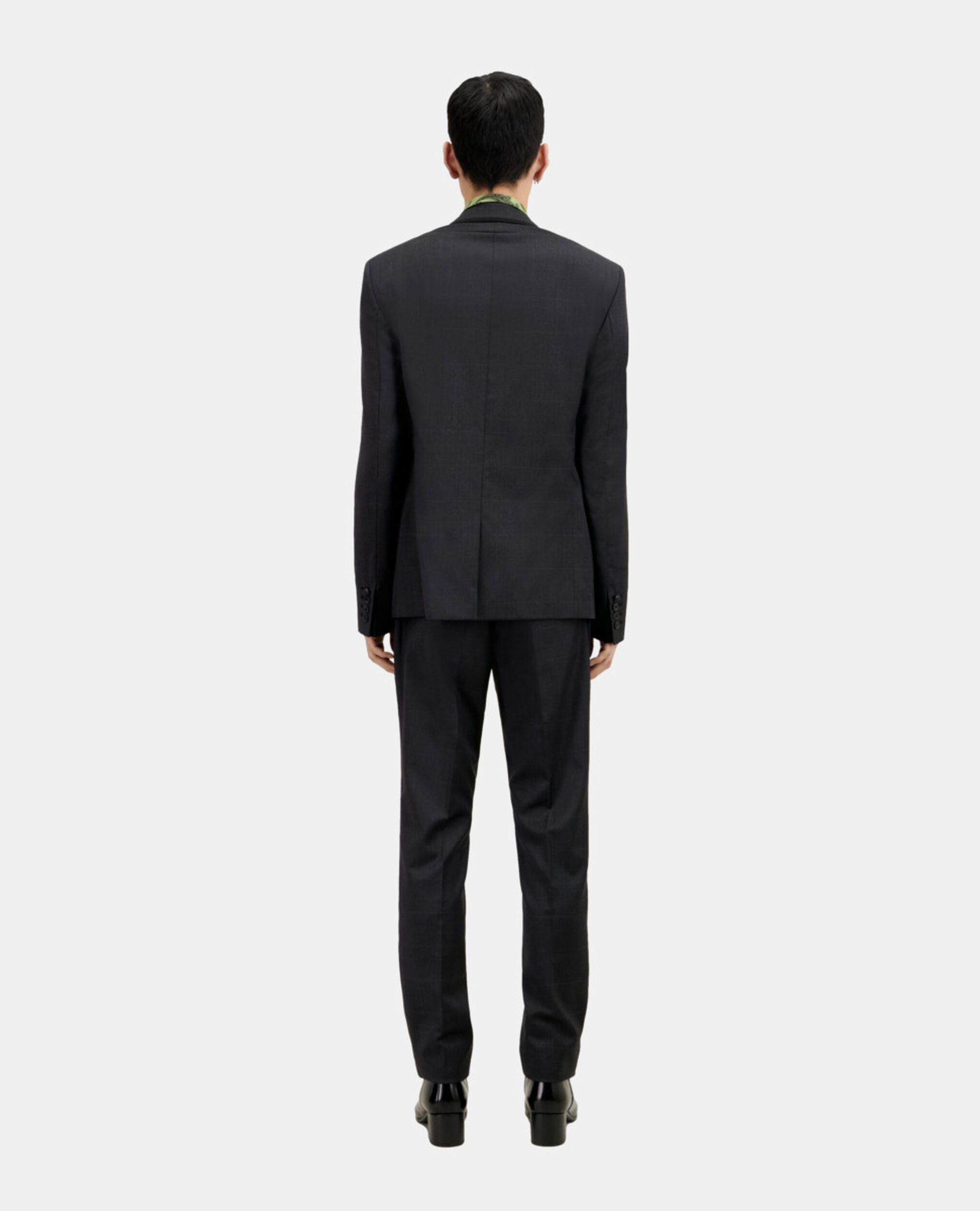 Grey wool Prince of Wales suit jacket, DARK GREY, hi-res image number null