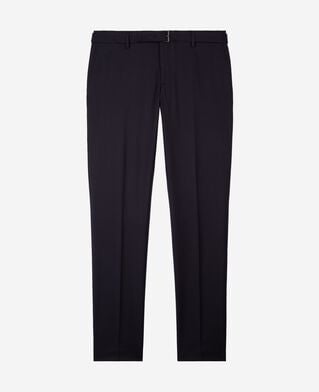 The Kooples HOMME DARK NAVY pantalon de costume en laine &agrave; ceinture int&eacute;gr&eacute;e bleu coupe ajust&eacute;e