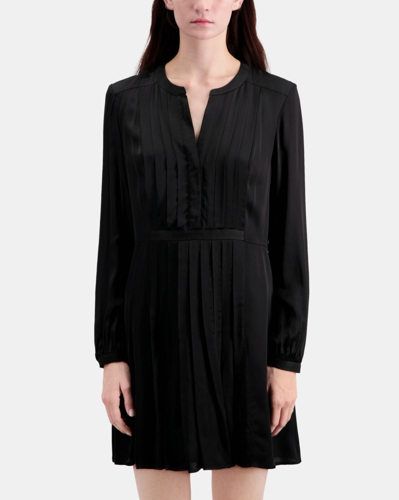 The Kooples WOMEN BLACK short black dress with pleating