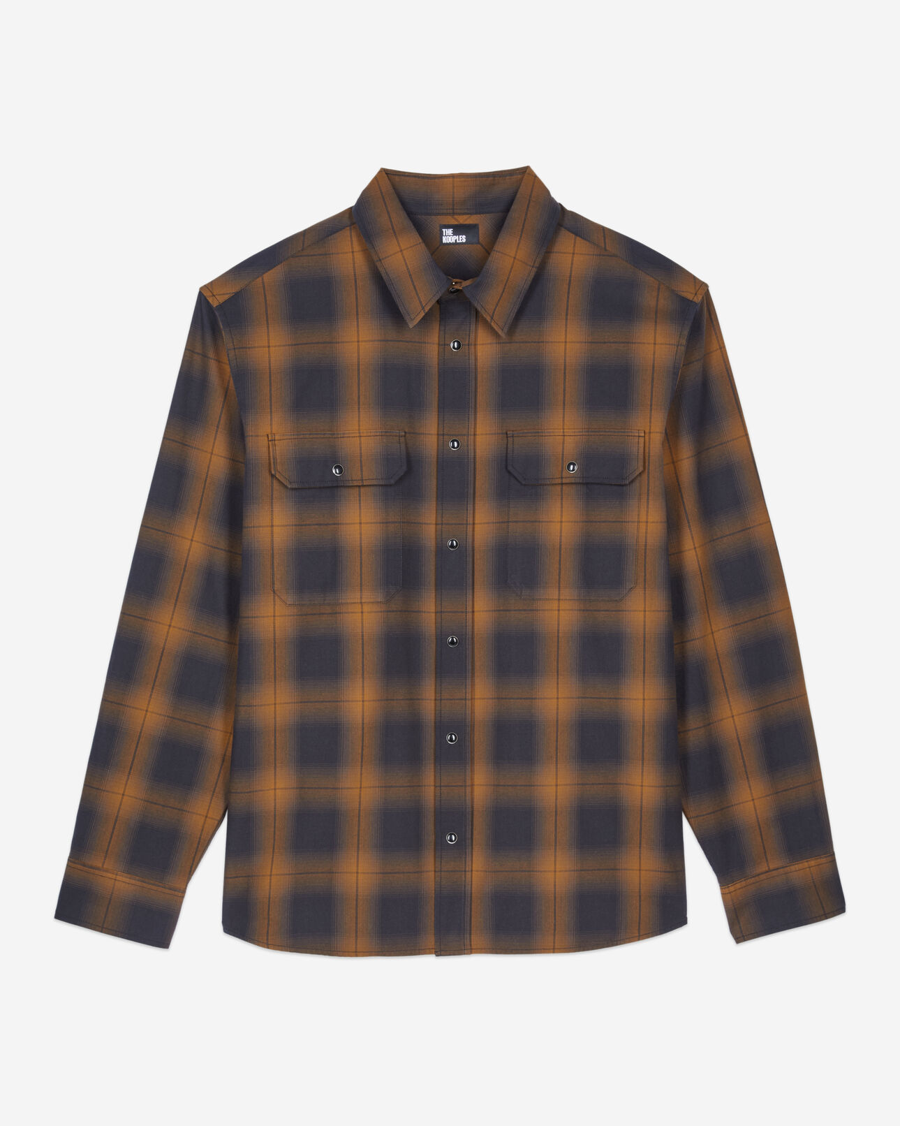 The Kooples MEN DARK BROWN black and brown checked overshirt