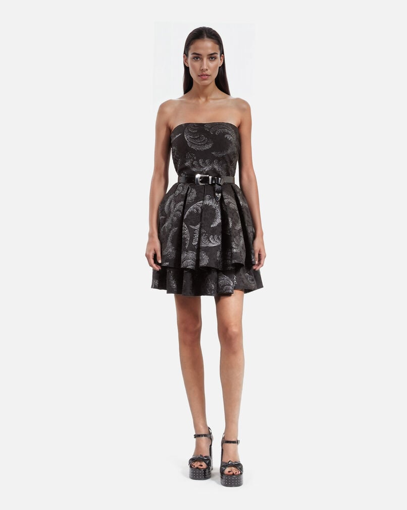 The Kooples FEMME BLACK / SILVER robe bustier courte noire