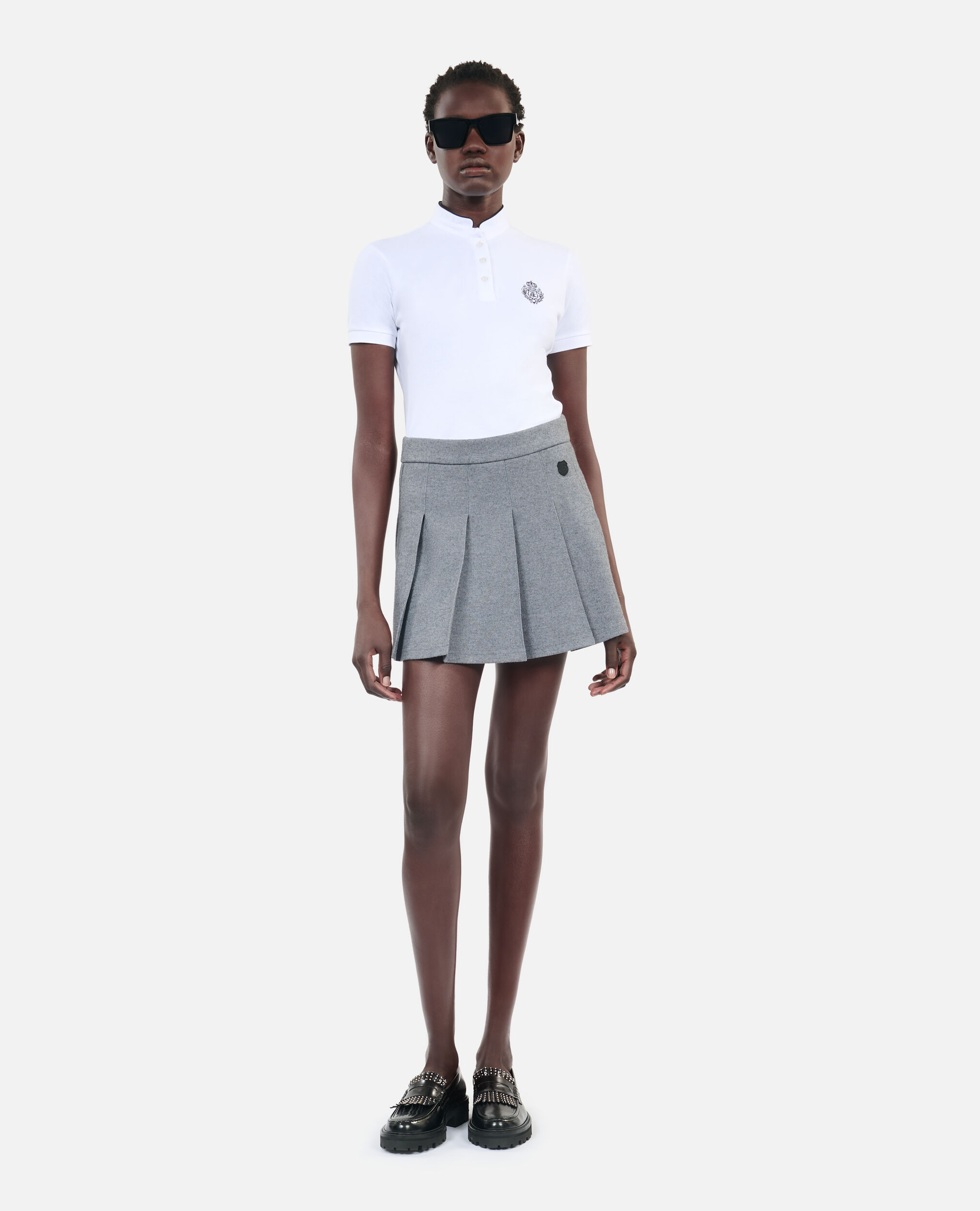 Short grey pleated skirt