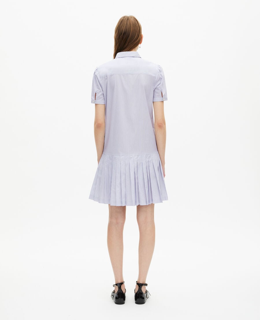 The Kooples FEMME BLUE WHITE robe courte col chemise à rayures bleue