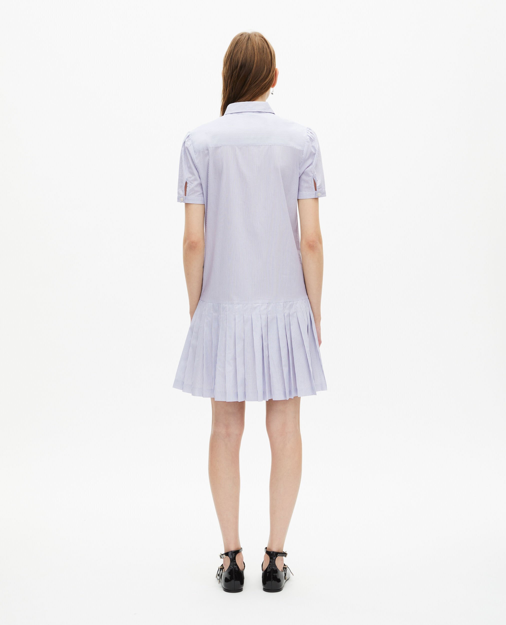Short blue striped shirt collar dress, BLUE WHITE, hi-res image number null