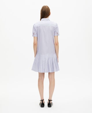 The Kooples F BLUE WHITE short blue striped shirt collar dress