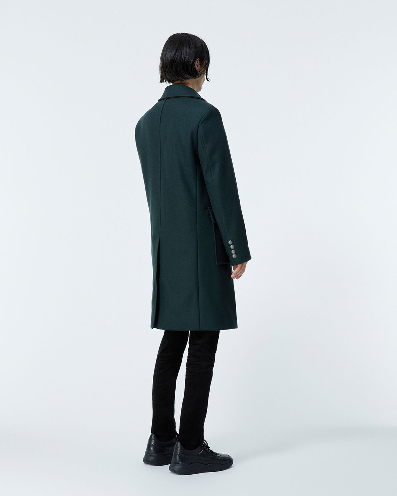 The Kooples HOMME DARK GREEN manteau vert bouteille laine croisé