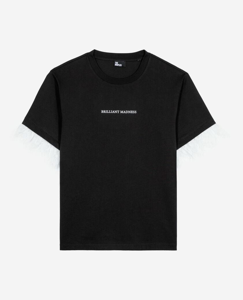 The Kooples F BLACK t-shirt with screen print and black lace