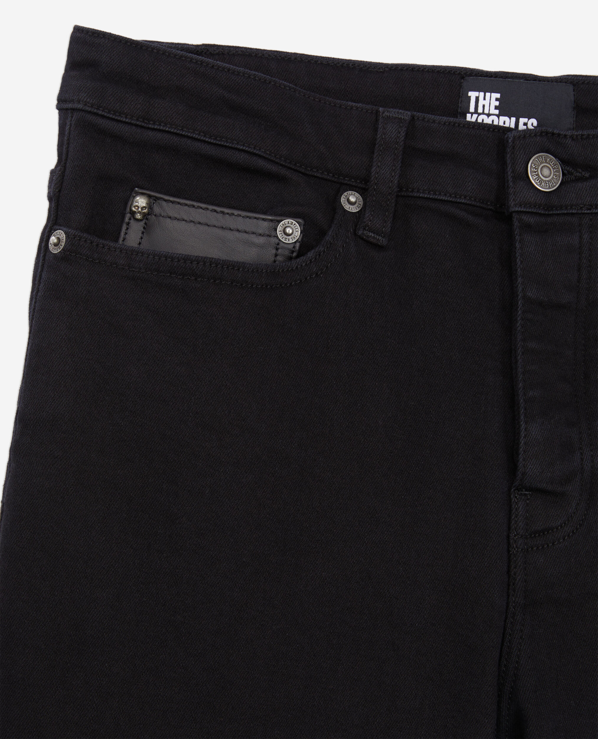 Schwarze Slim-Jeans mit Tasche aus Leder, BLACK, hi-res image number null