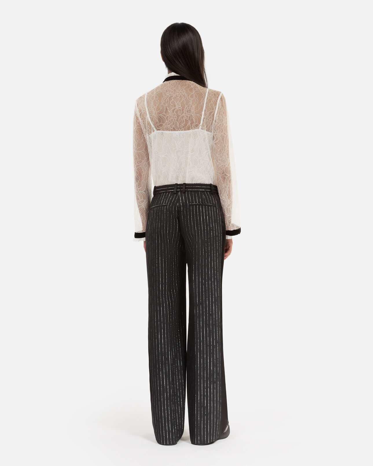 The Kooples FEMME BLACK pantalon tailleur droit à rayures noir